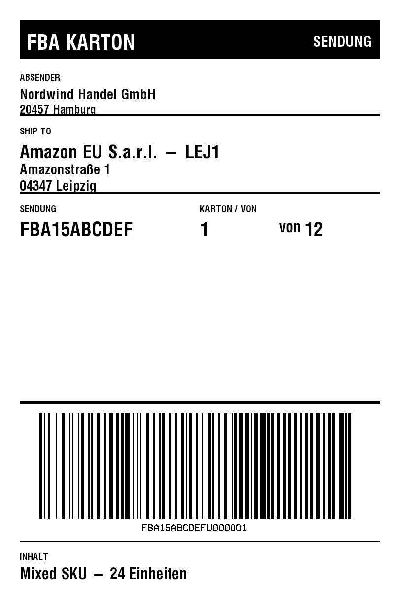 Vorschau von Amazon-FBA-Kartonlabel