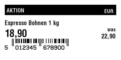 Preview of Price Tag with Barcode and Previous Price