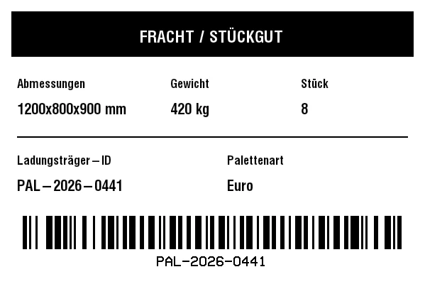 Vorschau von Fracht-/Abmessungs-Etikett