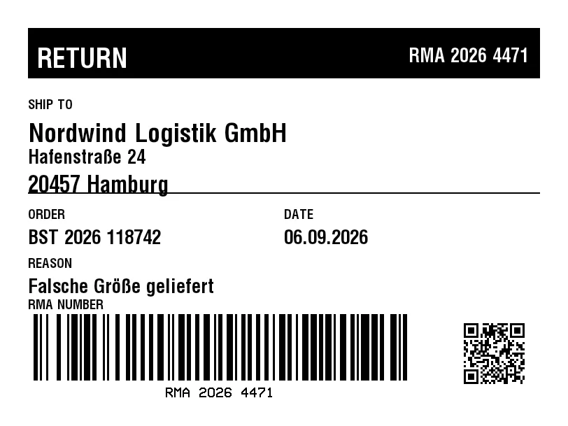 Preview of Return label