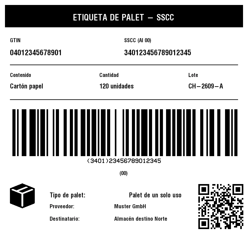 Vista previa de Etiqueta de palet SSCC (GS1-128)