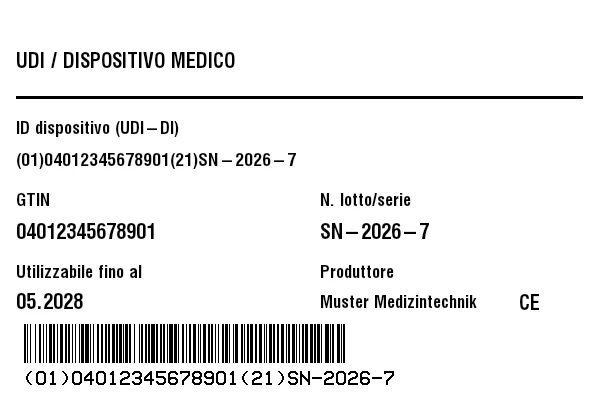 Anteprima di Etichetta UDI/HIBC (dispositivo medico)
